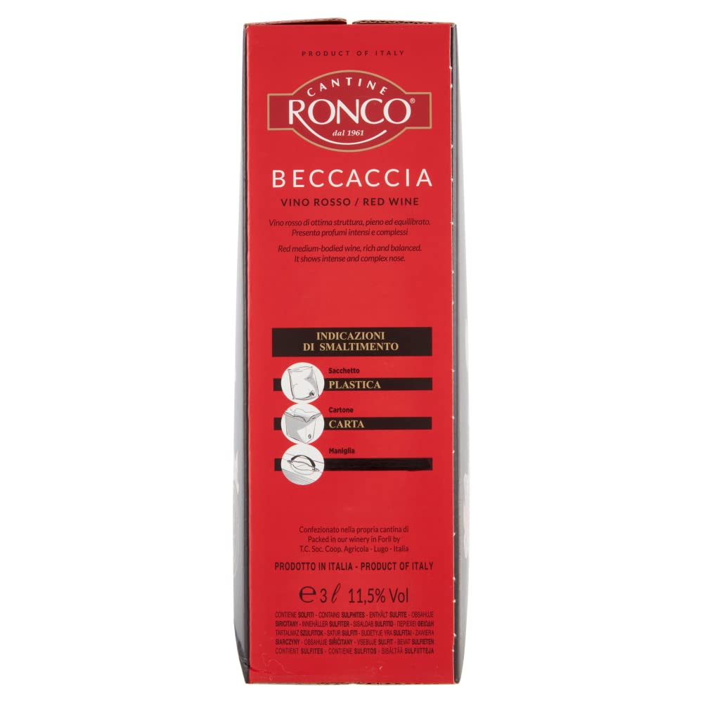 Cantine Ronco vino ROSSO bag in box - 4 X 3 LITRI