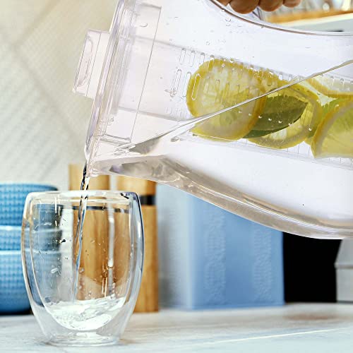Image of OVENTE Fruit Infusion Water Pitcher 2.5L /85Oz with Removable Lid & Infuser Rod,BPA-Free,Shatterproof Acrylic Beverage Jug for Flavor-Infused Drinks,Lemonade,Juice &Iced Tea,Clear PIA0852C (Pack of 12)