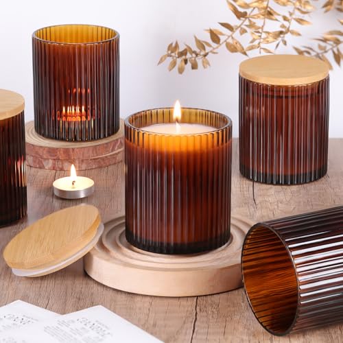sunnyfuture 10 OZ Amber Candle Jars for Making...