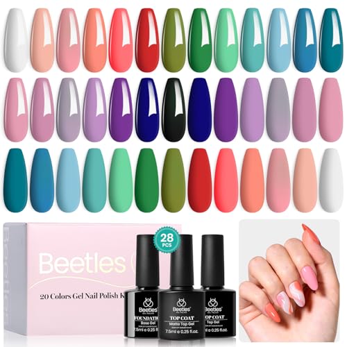 Beetles Gel Nail Polish Set, 23pcs Gel Polish Kit, 20 ...