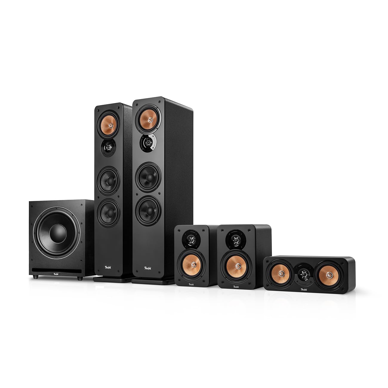 Teufel ULTIMA 40 Surround 5.1-Set, Sistema Home Cinema 5.1 con Altoparlanti da Pavimento, Subwoofer, Design Bass Reflex, per Qualsiasi Ricevitore AV, Nero