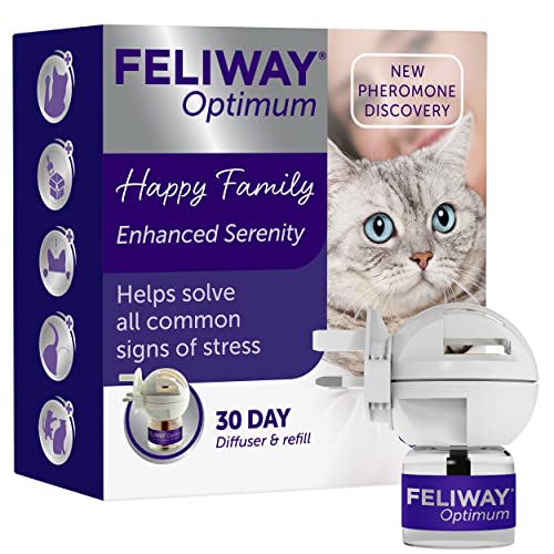 FELIWAY Optimum diffuser & 30 day refill, the best solution to ease cat anxiety, cat conflict and stress in the home, 48 ml (Pack of 1)