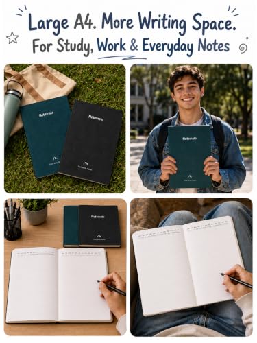 Image of DOODLE Notemate A4 Notebook Pack of 6 | 160 Pages Each | Smooth Paper | Minimal Design Notebooks for School, College, Office, Notes, Lists, Study & Everyday Writing