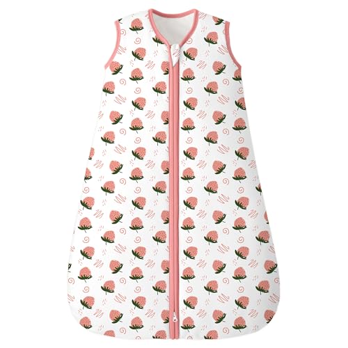Image of Unnivoll Sleep Sack 6-12 Months TOG 2.5 Winter Baby Wearable Blanket, 100% Cotton Newborn Infant Sleeping Sack with 2-Way Zipper Warm Soft Baby Sleep Sack Strawberry