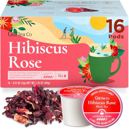 Image of Hibiscus Rose Tea Pod (16 Count) - 100% Natural Caffeinated Black Tea
