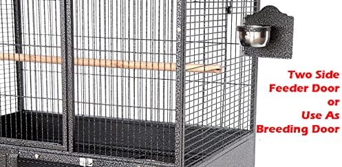 Two side feeder doors or breeding doors on the cage