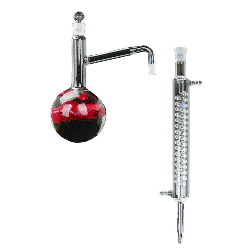 1000ml Chemie Labor Glaswaren Kit Ätherisches Öl Familie Destillation seinheit lab Glas Kit Wissenschaftliches Experiment Gerät 21pcs Set mit Elektroheizung und Aufzügen