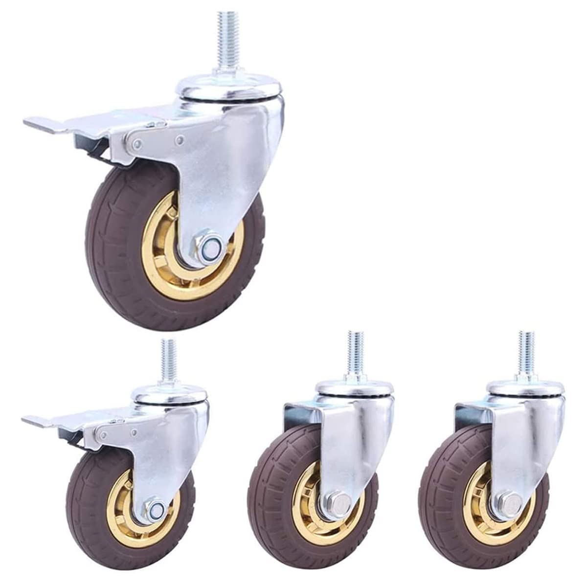 GBRJUYF 4 Pack M12 Heavy Duty Caster Wheels with Rubber Swivel Silent Design for Furniture & Industrial Transport Stem Casters for Cart Trolley