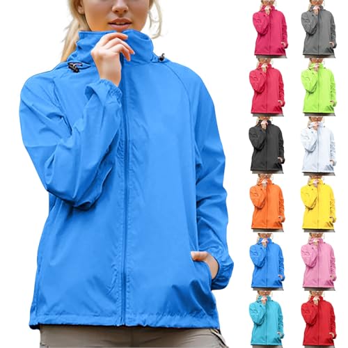 Women's Lightweight Hooded Jacket Sun Protection Hoodies Waterproof Packable Raincoat Golf Hiking Travel Windbreaker