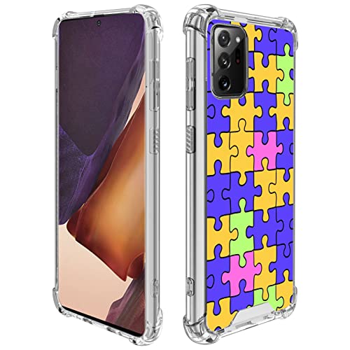 Mavzihok Case For Samsung Galaxy Note 20 Ultra 5G Designer Colorful Jigsaw Puzzle Pieces Ultra Slim Profile Protects Against Drop Shockproof Duty Shockproof Clear Smartphone Case Tmtp #TOP4