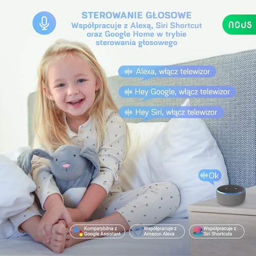 Inteligentne gniazdko Wi-Fi z zużyciem prądu, 16 A, 3840 W, kompatybilne z Alexa, Google Home, Tuya, NOUS App, Smart Things, zdalne sterowanie aplikacją, WiFi 2,4 GHz, IP20
