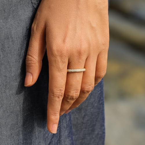 STORYJEWELLERY 18K Gold Plated Stacking Rings for Women, Eternity Bands for Women, Thick Wedding Rings, Gold Plated Pave Statement Ring, Gifts for Her2