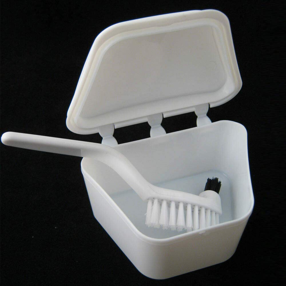 Denture Brush And Denture Bath Box Orthodontic Mouth Guard Storage Container : Health & Household