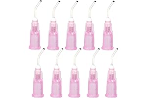 300-pack Bent Blunt Tip Cannula Needle for Oil or Glue Applications (18G, Pink)