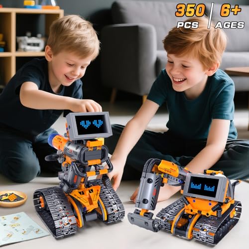 HOGOKIDS Technik Roboter Baukasten mit LED Licht &18 Ausdrucks für Kinder, 5 in 1 App & Fernsteuerung Technik Spielzeug, Tech Roboter/Wandroboter/Bagger Geschenke für Jungen Mädchen ab 8-14 Jahre