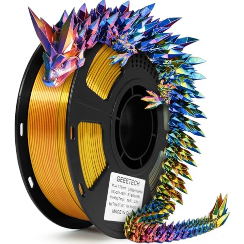 GEEETECH Tricolor Silk PLA Filament 1.75mm, 3D Printer Filament, 1kg/Spool, Silk Red, Yellow, Blue