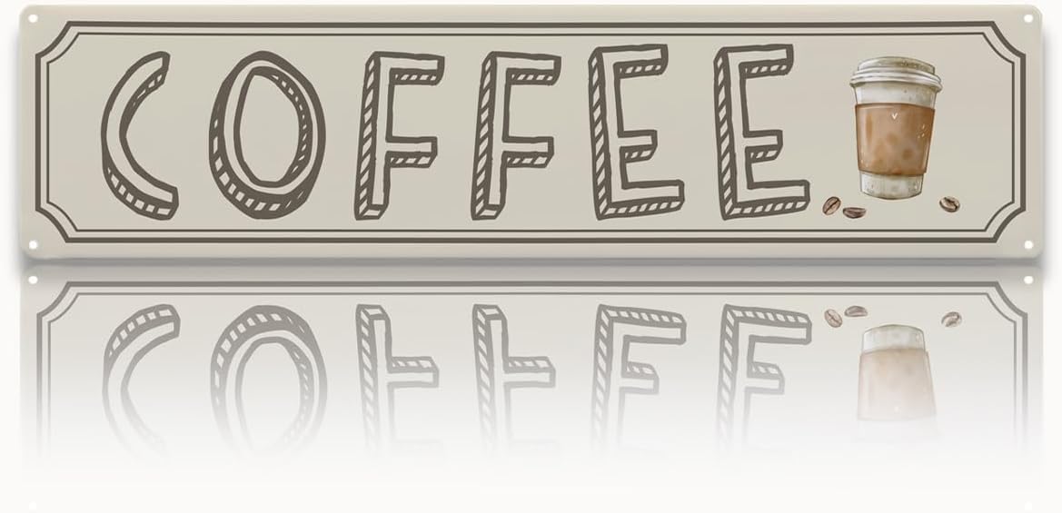 Duetom Vintage Coffee Sign Decor, Retro Metal Tin Sign, Home Kitchen Wall Decor, Farmhouse Decorations for Cafe, Coffee Station Decors Decorative Metal Wall Signs 4x16 Inch