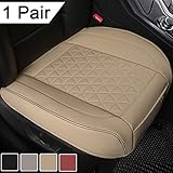 Black Panther 1 Pair Luxury PU Leather Car Seat Covers Protectors for Front Seat Bottoms,Compatible with 90% Vehicles (Sedan SUV Truck Mini Van) - Beige (21.26×20.86 Inches)