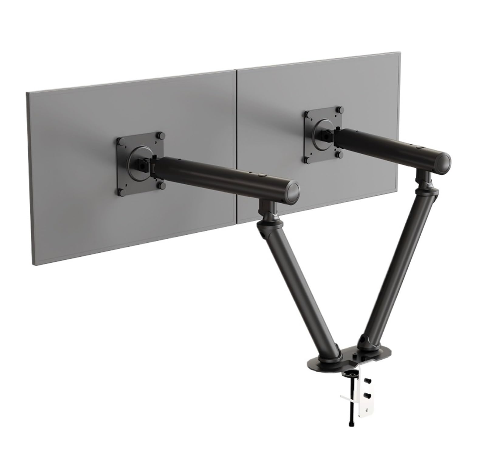 Support double écran design aluminium pour un bureau setup gaming