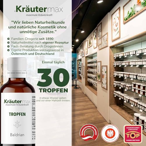 Baldrian Tropfen, 50 ml, Vegane Baldrianwurzel-Tinktur, 15% Vol.