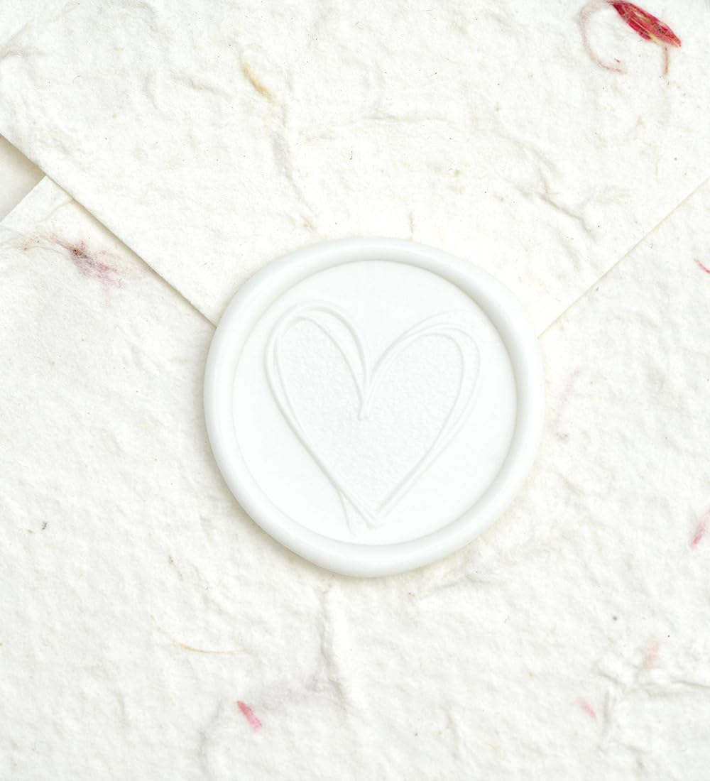 Poemluve 50Pcs Heart Wax Seal Stickers Self-Adhesive Premade Wedding Wax Seals for Invitations, Envelope, Place Cards, Gifts, Scrapbooking - Valentine's Day Wax Seal (White)