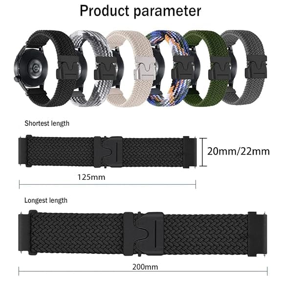 Image of YODI 20MM Strap Band Compatible With Samsung Galaxy Watch 7 /6 /5 /4 40 /44mm Classic,Samsung Watch 5 /5 Pro, Galaxy Watch 4 40mm 44mm / Watch 4 Classic 42mm 46mm Smartwatch Only, Nylon Straps Accessories