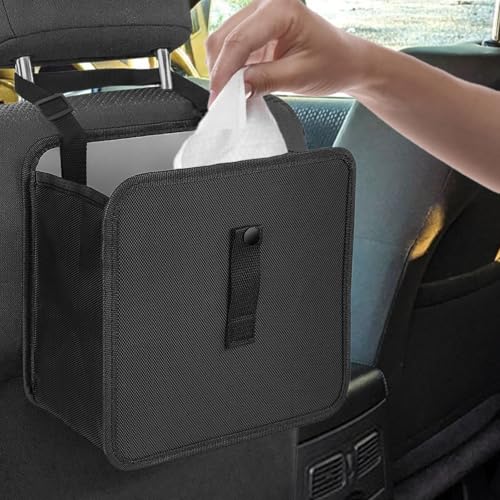 Image of LLOUSSAK Foldable Car Trash Can, Hanging Car Garbage Can - Waterproof Leakproof, Large Capacity Leakproof Trash Bag Garbage Can for Car Interior Accessories