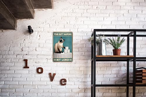 Vintage Funny Bathroom Sign – Humorous Metal Decor Plaque, Suitable for Cafes, Pet Lovers, Cats, Toilets, Bedrooms, Living Rooms, Kitchens, and Home Wall Decoration – 8x12 Inches