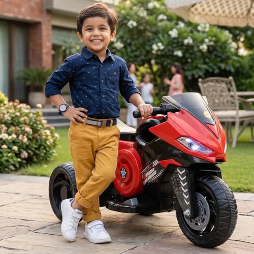 Image of Toyzone Ranger Electric Bike (Red) | 6V Rechargeable Bike for Kids with 4.5Ah Battery | LED Lights, Music, MP3 /USB /BT | Smooth Acceleration | 6M Battery Warranty | Age 2-6 Years, Up to 35kg