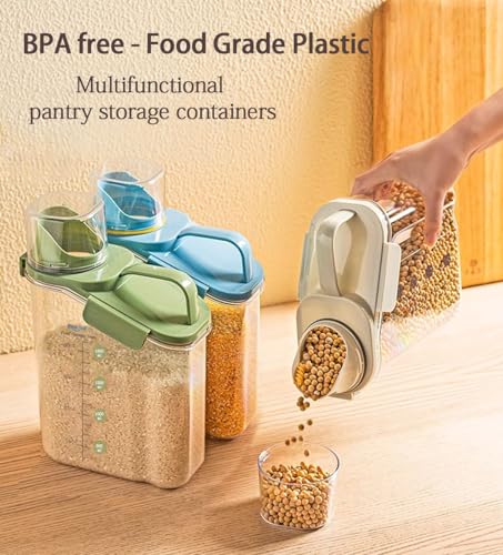 Besmall Cereal Containers Storage,2L Airtight Large Dry Food Storage Containers with Pouring Spout, Measuring Cup for Flour and Grain,BPA Free Plastic Dispenser - Thumbnail 4