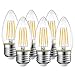 LVWIT Bombillas Vela de Filamento LED E27 (Casquillo Gordo) - 4W equivalente a 40W, 470 lúmenes, Color blanco cálido 2700K. Bombilla retro vintage, No regulable - Pack de 6 Unidades.