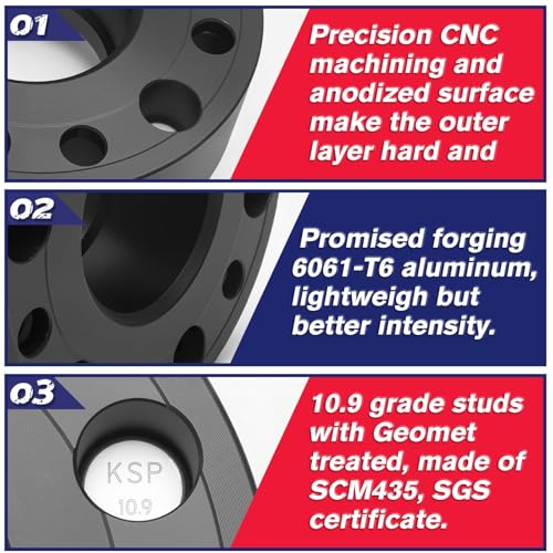 Image of KSP 6x5.5 Wheel Spacers 2 Inch for Silverado 1500 Sierra 1500, 6x139.7 M14x1.5 Studs 78.1mm Hub Bore Forged Spacer fits Yukon XL, Tahoe, Escalade Avalanche,2pcs
