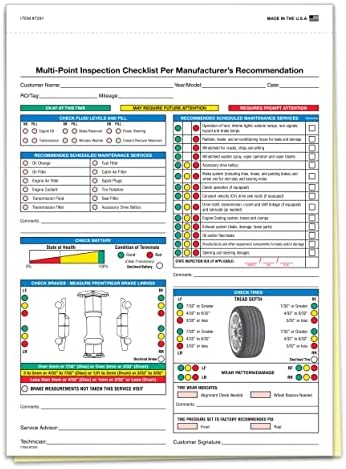 Pack of 250 Sheets GENERIC/Standard Multi Point Inspection Form 2...