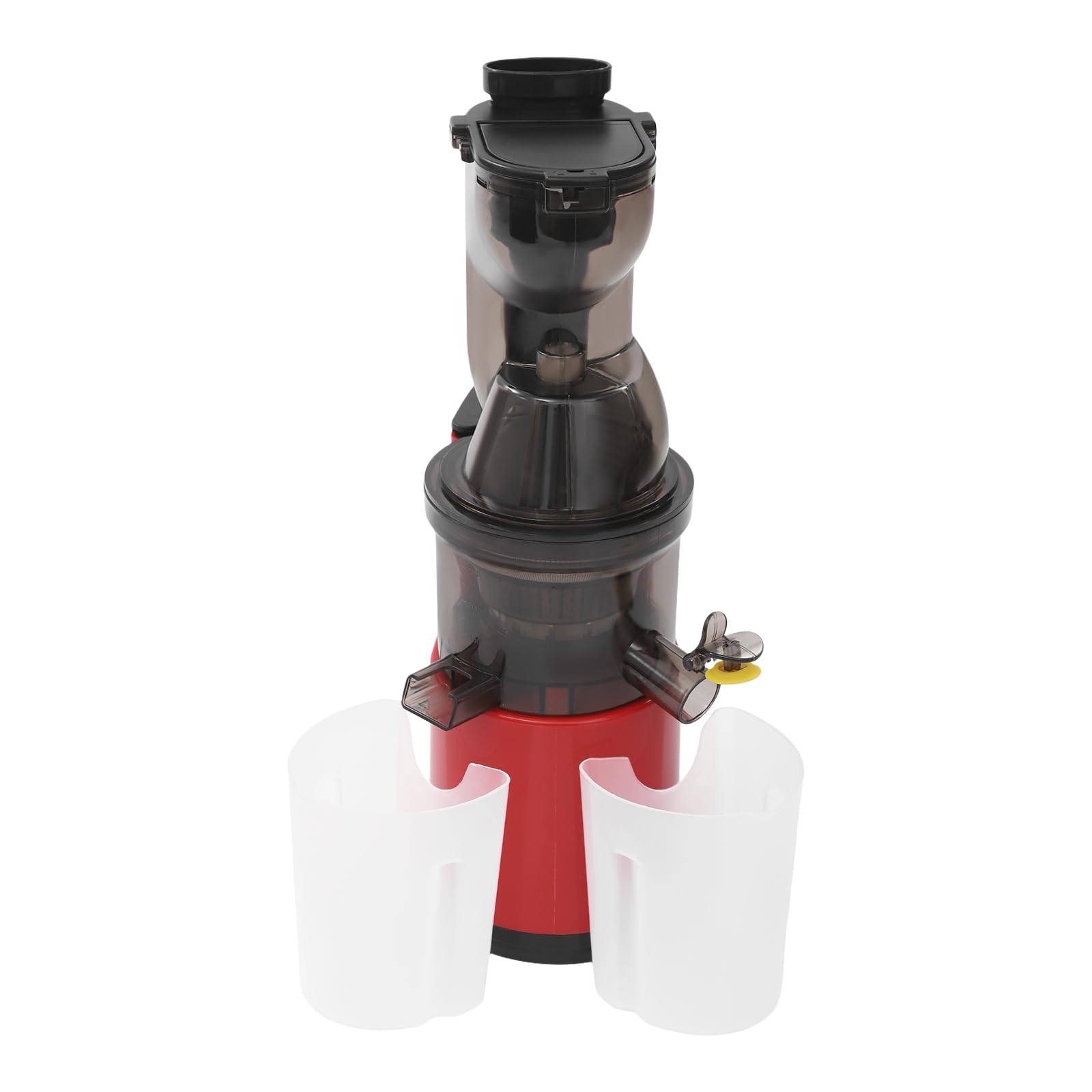 Presse-agrumes, électrique, en acier inoxydable, avec tasse de 400 ml, Slow Juicer, 65 à 80 tr/min, extracteur de jus pour légumes et fruits, grande ouverture d'alimentation, raccord de
