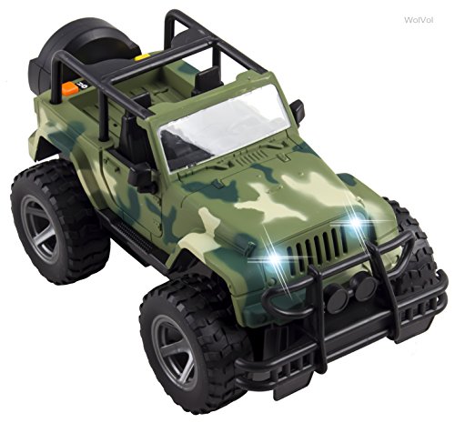 Wolvolk Off-Road Military Fighter Car Toy - Friction Powered Toy Vehicle With Fun Lights & Sounds - 2 Doors Open - Great Gift For All Occasions For Kids Boys & Girl #TOP2