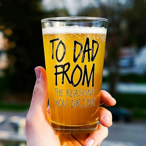 Gifts for Father,16 OZ/480ml Funny Beer Glass Stocking Stuffers for Men, Fathers Day Dad Gifts from Daughter Son Wife, Christmas Birthday Anniversary Retirement Valentines Day Presents for Him Husband - Image 2