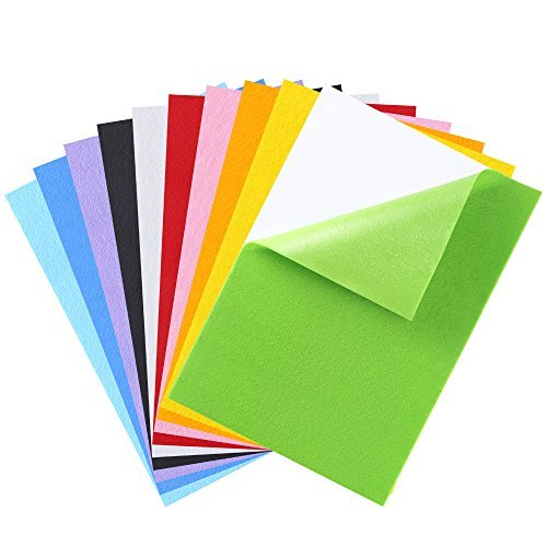 Caydo 10 Pieces Craft Adhesive Back Felt Sheets in 10 Colors Multi-Purpose for DIY Art and Craft Making