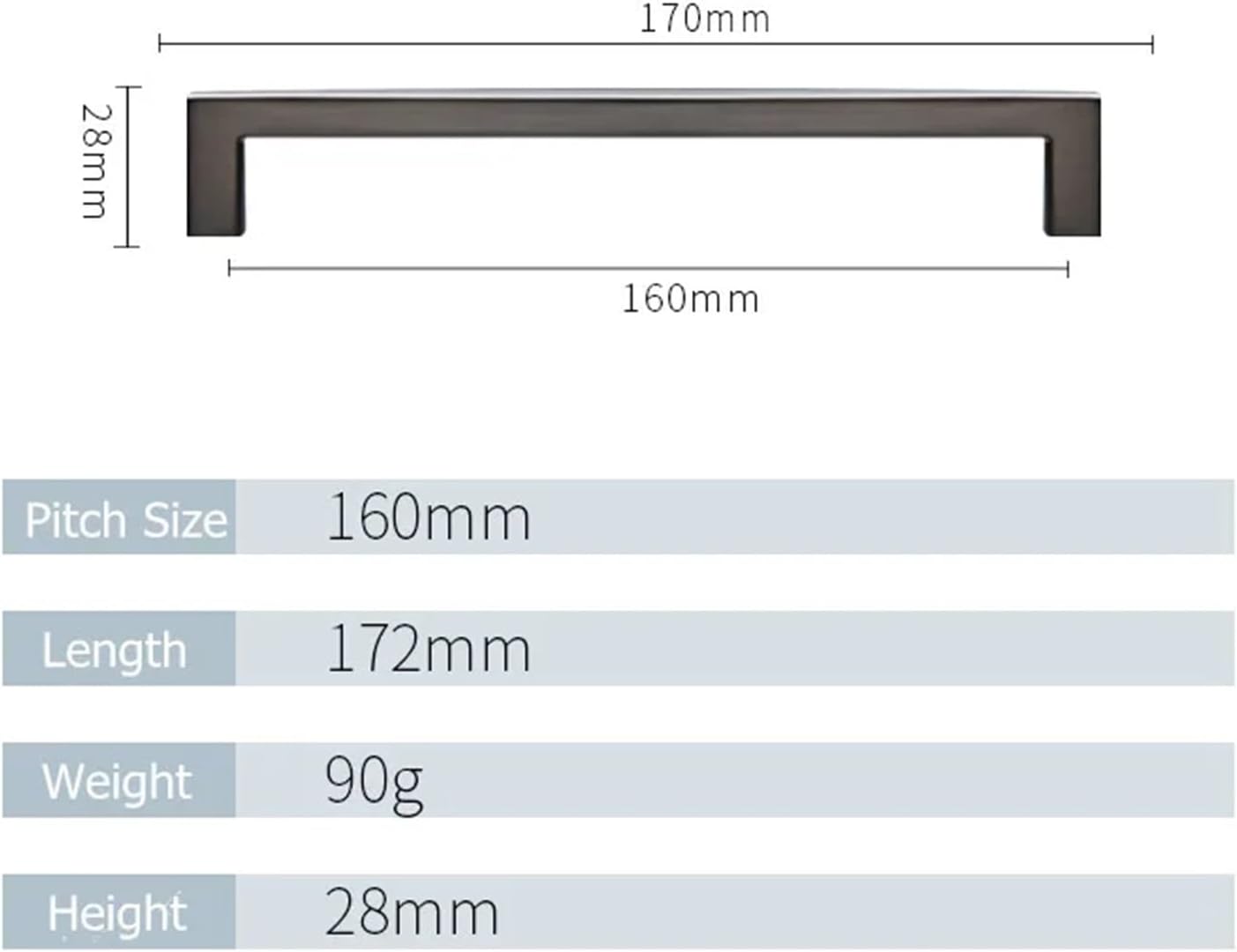 Modern American Gold Furniture Handle Modern Cabinet Knobs and Handles Drawer Knobs Kitchen Handles Black Drawer Pulls 1Pcs (Color : GP-96mm)