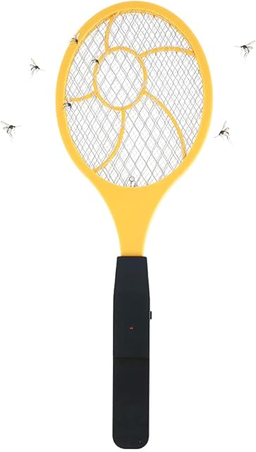 Electric Fly Swatter Battery Operated Electric Bug Zapper Racket Handheld Mosquitos Killer Insects Fly Swatter for Indoor Outdoor Camping Picnics Yellow