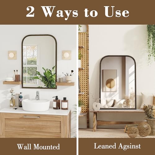 Axeman Espelho de parede retangular arredondado de 55 x 76 cm, espelho decorativo para banheiro, esp