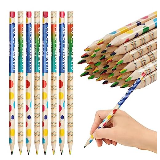 AUAUY 30pcs Lápices de Colores 4 en 1, Lapices Colores arcoíris para Niños y Estudiantes, Lápices Arco Iris para Colorear, Dibujar, Papelería, Material de Arte, Regalo (Rojo+Amarillo+Azul+Verde)