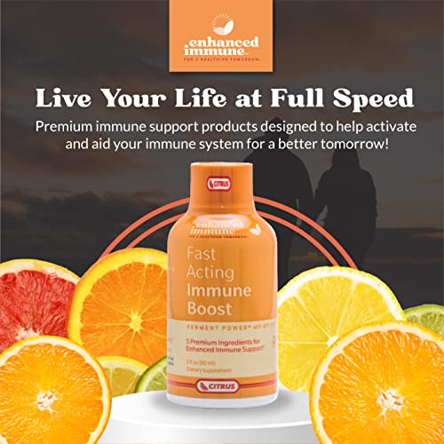 Enhanced Immune Fast Acting Immune Boost, Citrus Flavor (2 Oz, Pack Of 6), Immunity Shots With Vitamin C, Zinc, Vitamin D, Vitamin B12 & Epicor - Immune Support Supplement, Rapid Immunity Booster #TOP1
