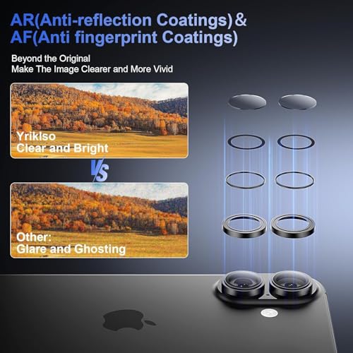 Image of Choiche Camera Lens Protector Compatible for iPhone 17 (Black) - 9H Tempered Glass Camera Cover, HD Clear Anti-Scratch Screen Protector with Metal Ring Decoration, Case Friendly, Night Shot Safe
