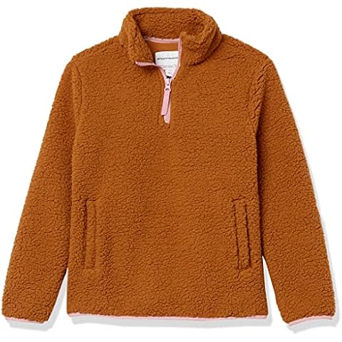 Chaqueta de Forro Polar Sherpa con Cremallera 1/4 Niña, Marrón Claro Cover