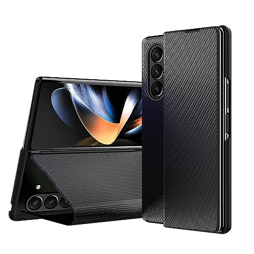 Coque Samsung Z Fold 5 en cuir PU premium noir, étui élégant haute protection