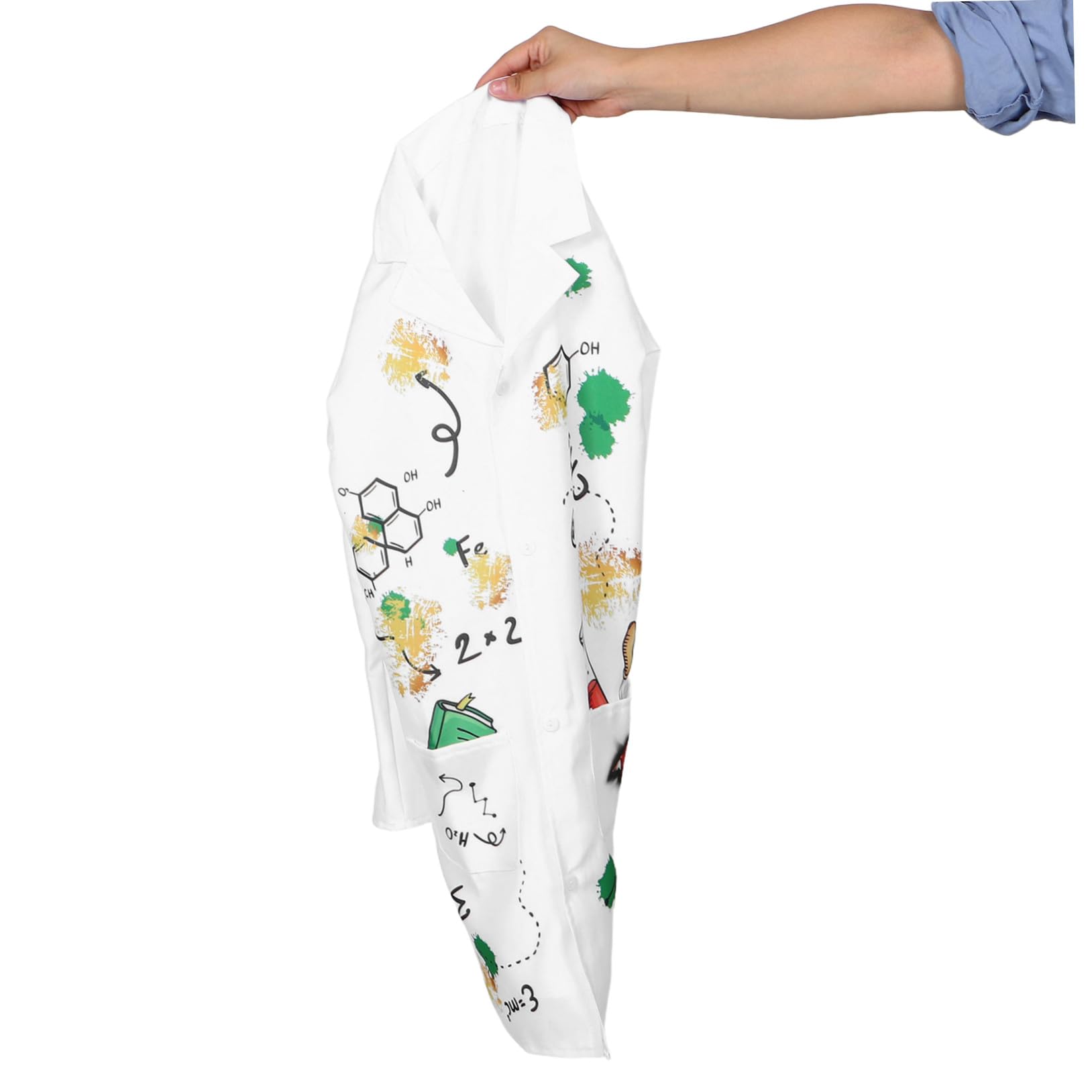 Hohopeti Costume Scienziato Bianco Giacca Laboratorio con Chiusura Scatto Leggero e Traspirante per Giochi di Ruolo Halloween e Giorno della Carriera Scientifica