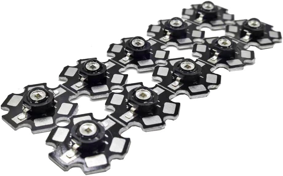 Pack of 10 High Power LED Chip 3 W Infrared 120 Degree IR 730 nm / 400 mA - 500 mA / DC 1.4 V-1.6 V 3 Watt SMD COB Light Emitter Diode with 20 mm Board for DIY