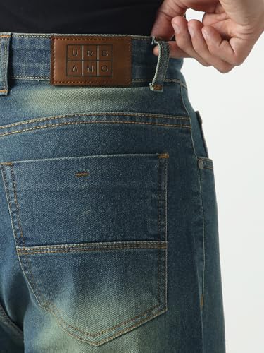 Image of Urbano Fashion Men's Straight Fit Heavy Washed Jeans Stretchable