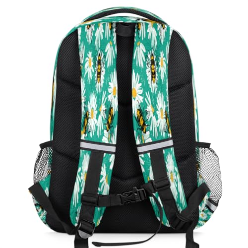 Bee Chrysanthemum Backpack with Chest Strap Reflective Lightweight Travel Hiking Backpack for Men Women Waterproof Daypack Back Pack for Commute Camping4