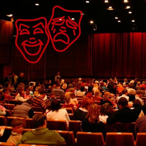 Image of Theater Mask Neon Sign for Home Theater Room Decor Comedy Tragedy Theater Masks Wall Art for Movie Classroom Room Decor Theater Masks lamp